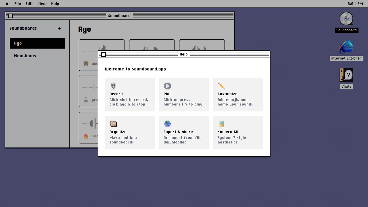 Soundboard in the January 2025 ryOS snapshot
