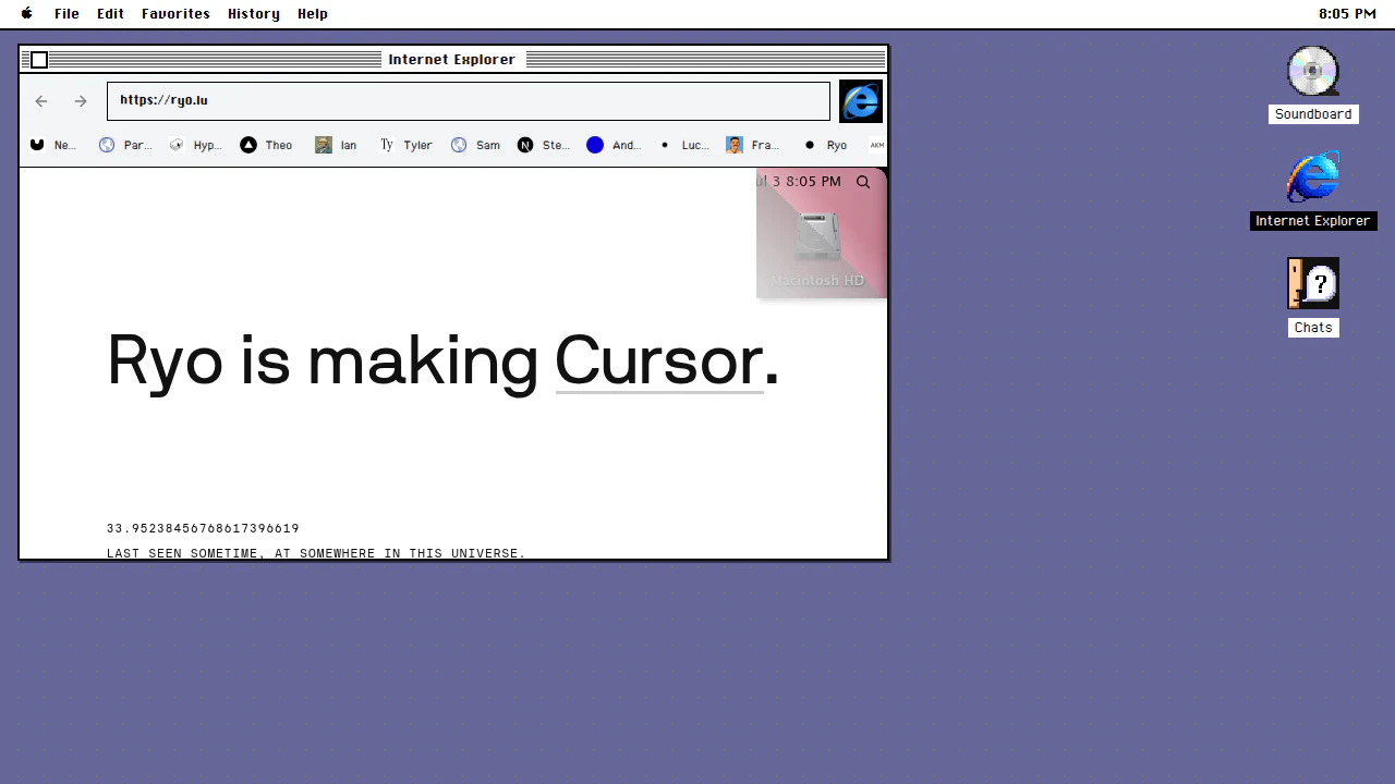 Internet Explorer in the January 2025 ryOS snapshot