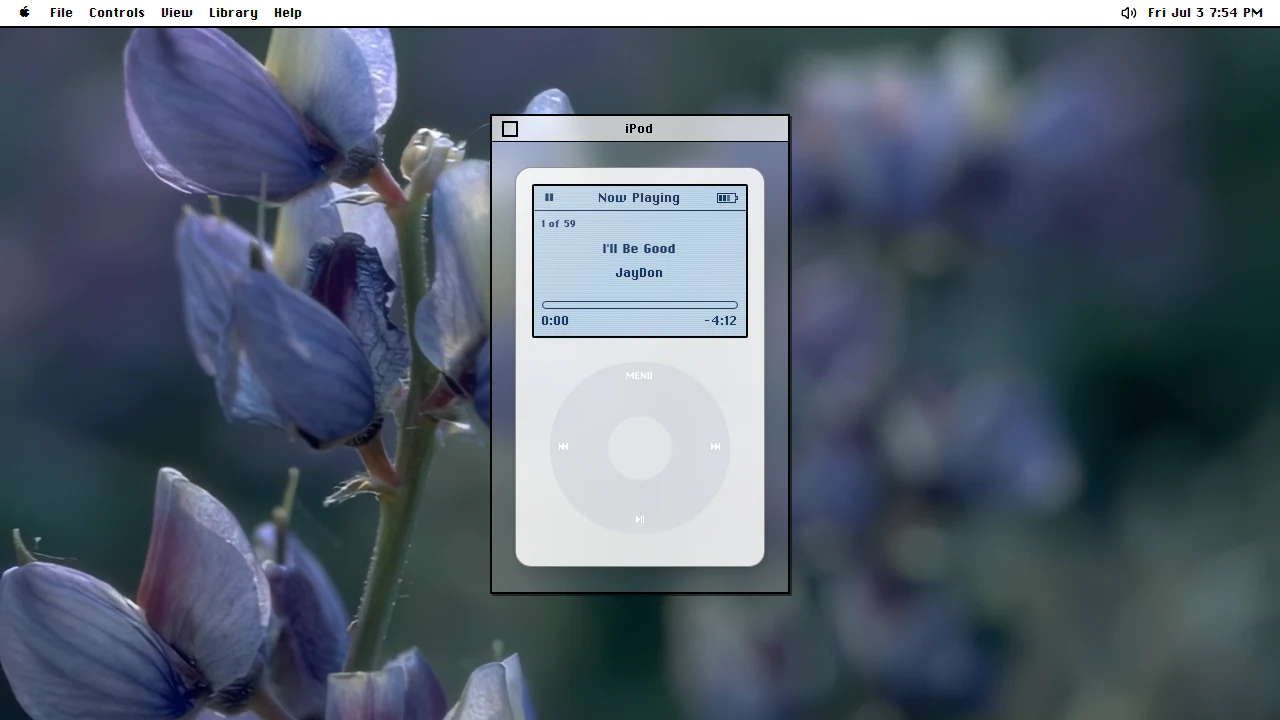 iPod in the May 2025 ryOS snapshot