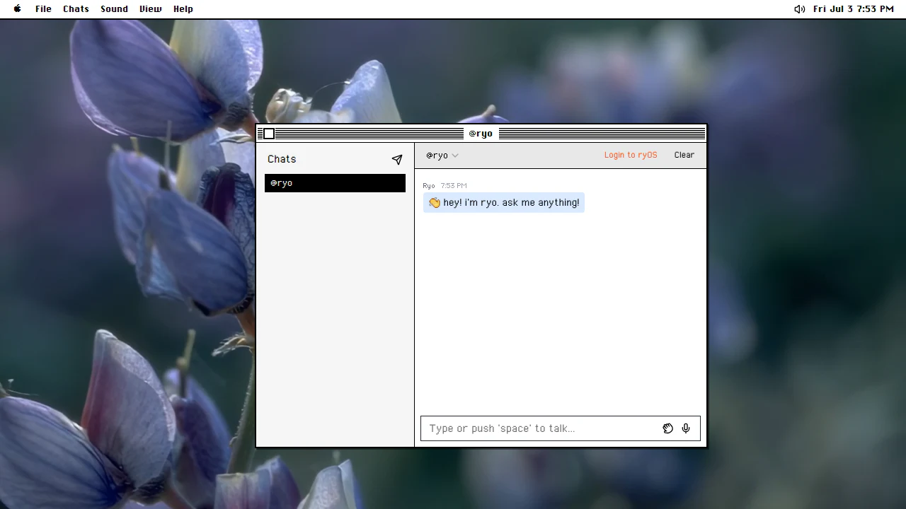 Private chat rooms in the June 2025 ryOS snapshot