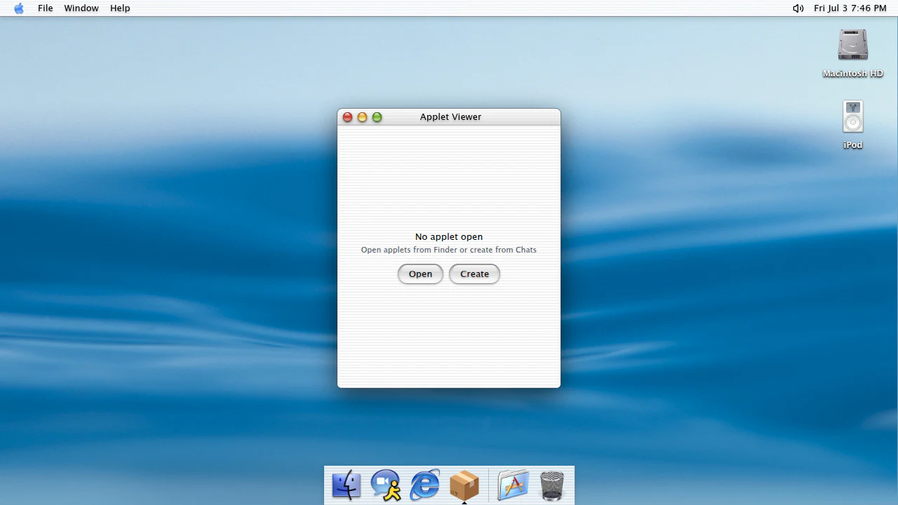 Applet Viewer in the October 2025 ryOS snapshot