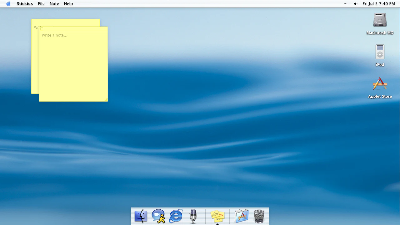 Stickies in the January 2026 ryOS snapshot