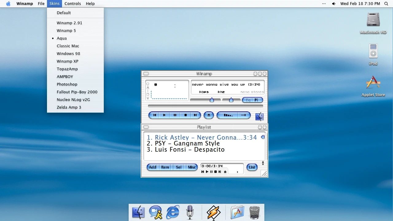 Winamp in the February 2026 ryOS snapshot