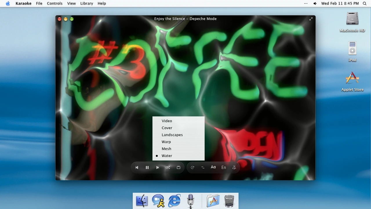 Karaoke display modes in the February 2026 ryOS snapshot