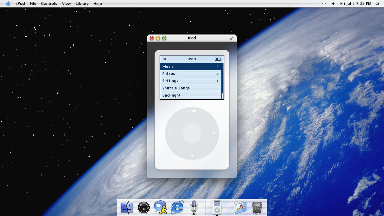 iPod in the April 2026 ryOS snapshot