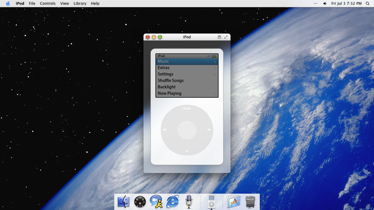 iPod modern UI in the May 2026 ryOS snapshot