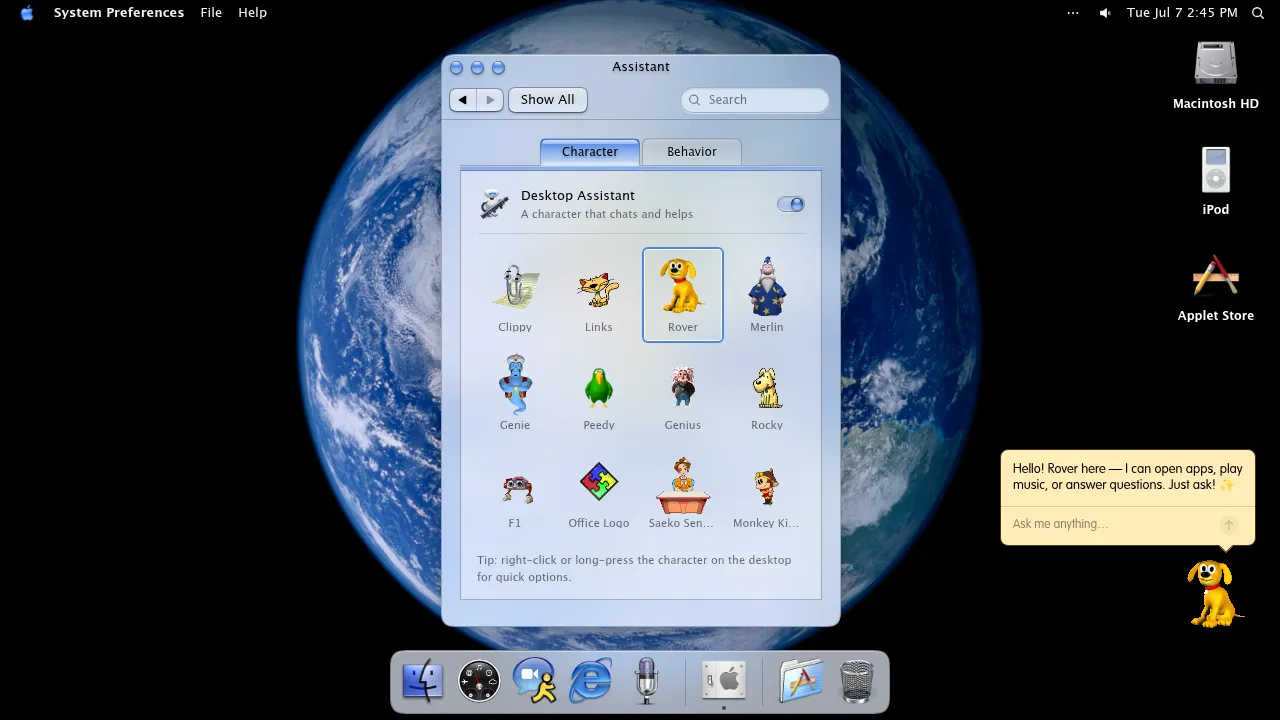 Desktop Assistant in the July 2026 ryOS snapshot